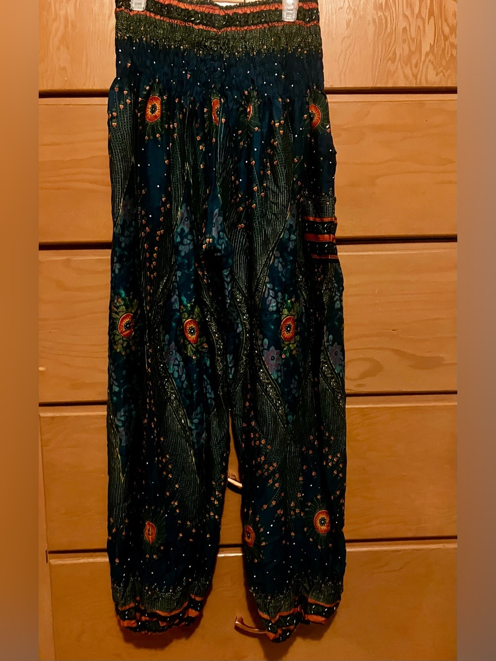Fair Trade Harem Pants in Teal and Green, size M